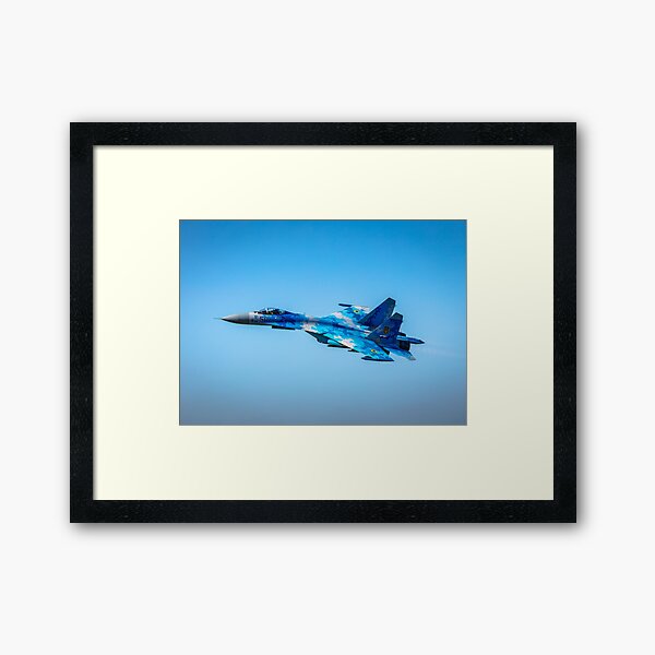 The Beautiful Blue Ukrainian Sukhoi Su-27 Military Jet Fighter Aircraft Framed Art Print