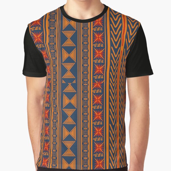 Boho Mudcloth (Blue, Gold, Persimmon) Graphic T-Shirt