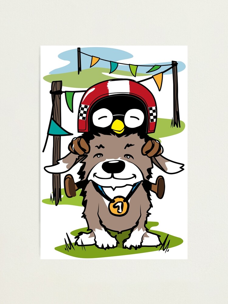 Susse Eule Beim Grossen Hunderennen Kinder Tier Illustration Fotodruck Von Masatomio Redbubble