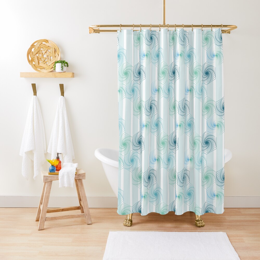Futuristic gentle hexagons in mint Shower Curtain