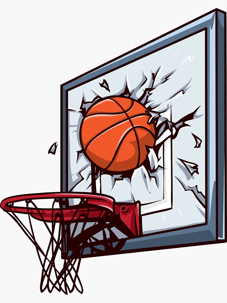 "Basketball Slam Dunk Backboard Breaking Balls" Sticker for Sale by