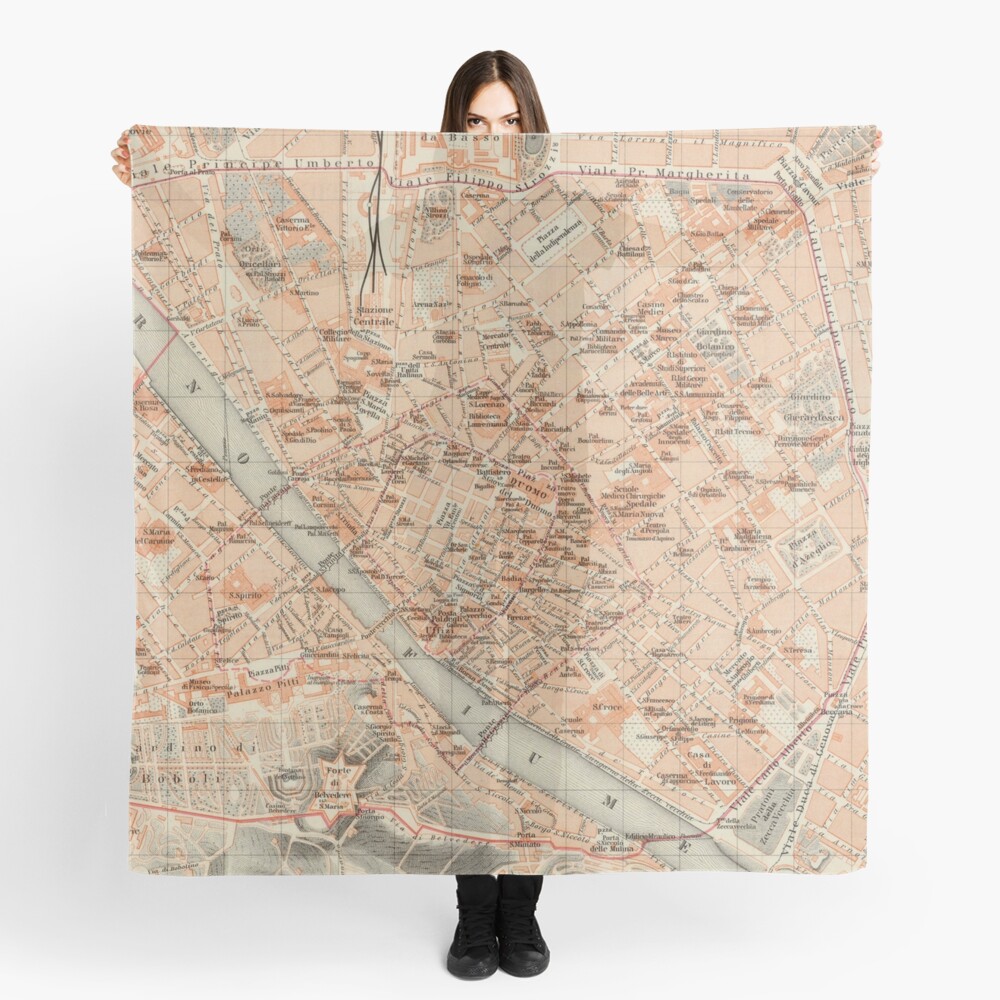 Vintage Map of Florence Italy (1895) Scarf