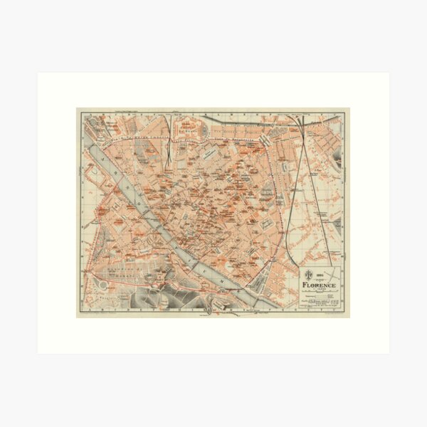 Item preview, Vintage Map of Florence Italy (1895) designed and sold by BravuraMedia.