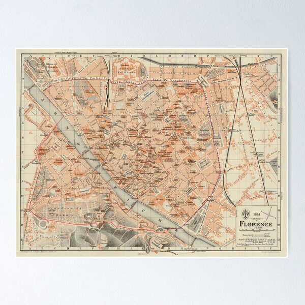 Item preview, Vintage Map of Florence Italy (1895) designed and sold by BravuraMedia.