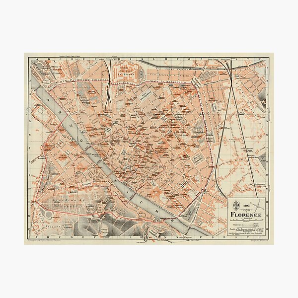 Item preview, Vintage Map of Florence Italy (1895) designed and sold by BravuraMedia.