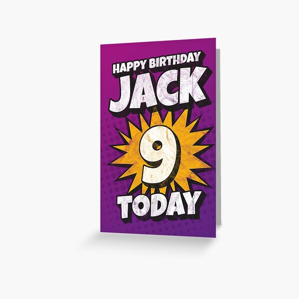 'Happy Birthday Jack 9 Today' | Nine Year Old Greeting Card Jack Design Greeting Card