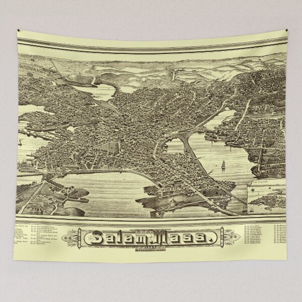 Item preview, Vintage Pictorial Map Salem MA (1883) designed and sold by BravuraMedia.