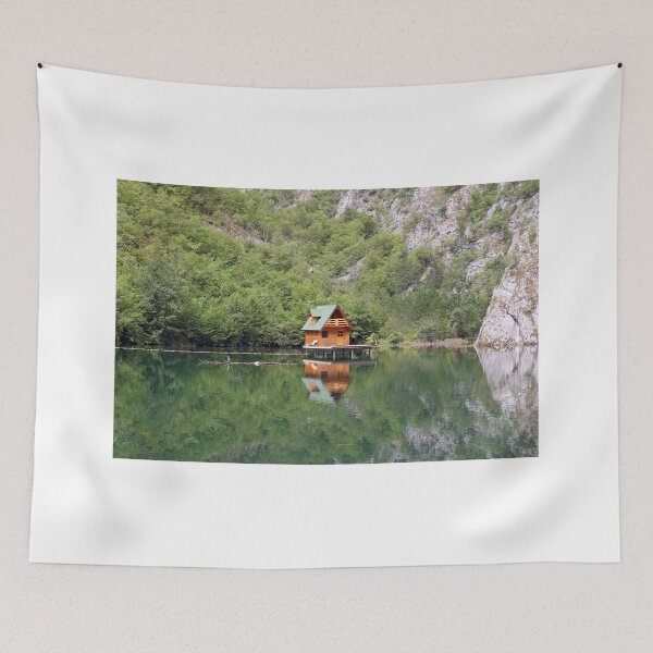 Item preview, Wooden cottage on green river designed and sold by goceris.