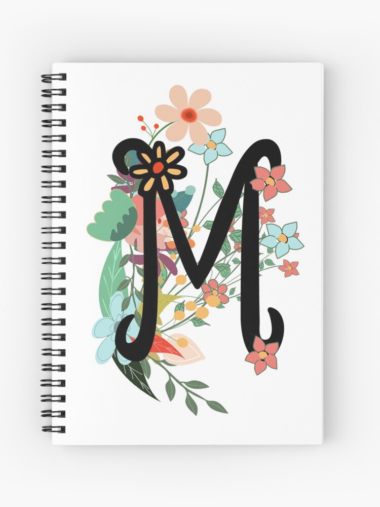  Letter M Floral Monogram Initial Round Leather Luggage