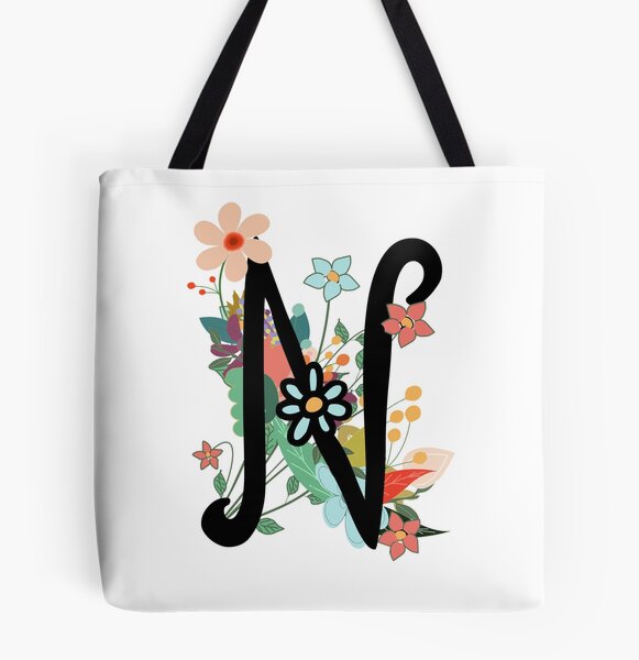 Floral Name Design, Personalized Tote Bag – Initial Outfitters