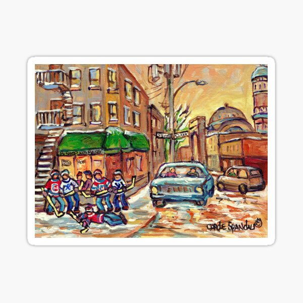 Item preview, ST VIATEUR AND CLARK WINTER MONTREAL STREET SCENE designed and sold by Carole  Spandau.