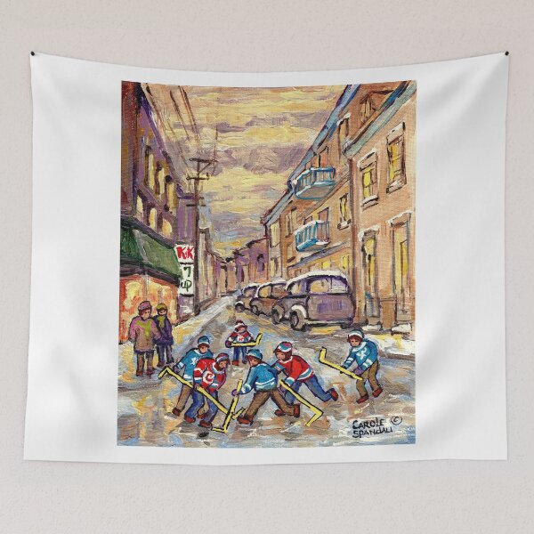 Item preview, MORE GOALS HOCKEY PRACTICE WINTER CITY SCENES MONTREAL ART designed and sold by Carole  Spandau.