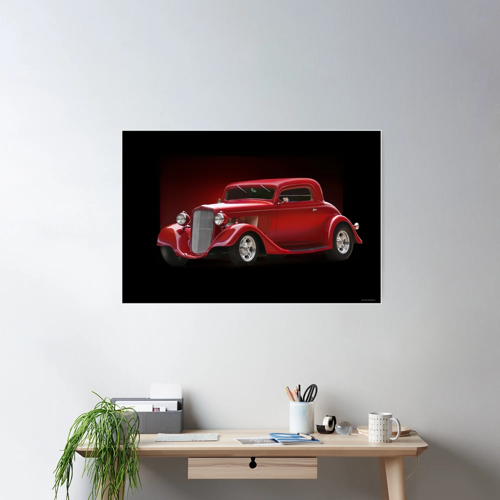 シボレー Chevy Coupe シェビー クーペ 美女 サイン入り ポスター 1934 Chevrolet Three-Window Coupe