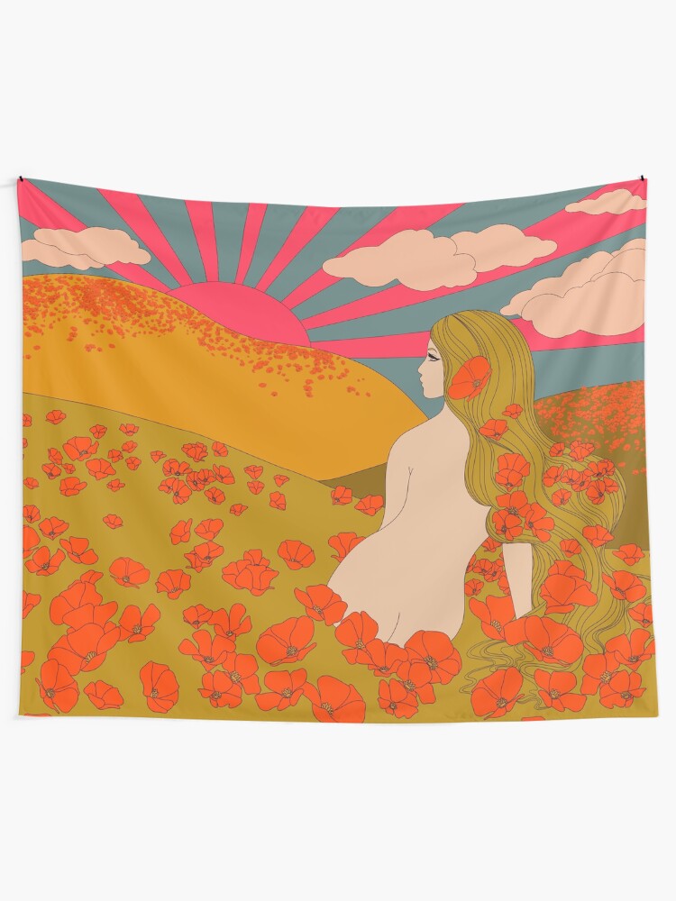 Alternate view of California Poppies Tapestry