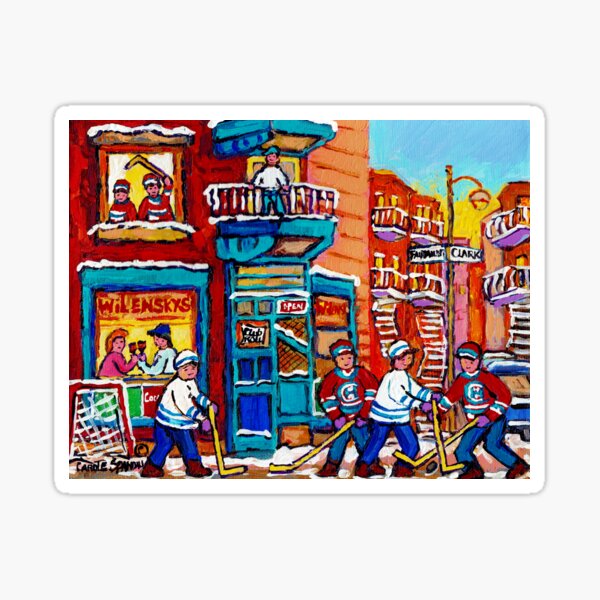 Item preview, FAIRMOUNT AND CLARK MONTREAL WINTER SCENES PLATEAU DINER WITH HOCKEY designed and sold by Carole  Spandau.
