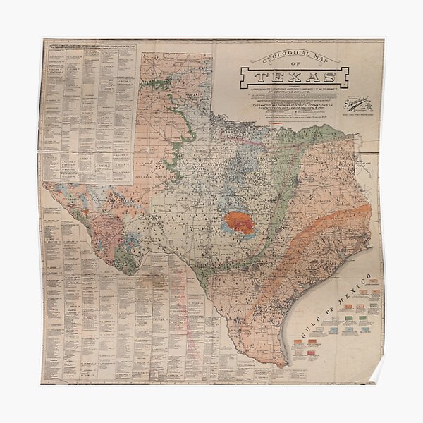Vintage Geological Map of Texas (1920) Poster