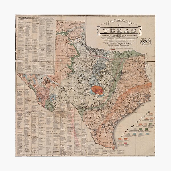 Vintage Geological Map Of Texas 1920 Photographic Print For Sale By   Pp,504x498 Pad,600x600,f8f8f8.u4 