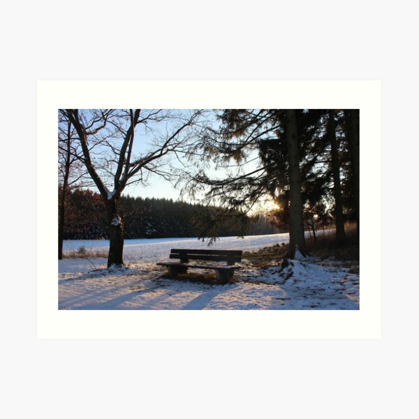 Winterbank Kunstdruck