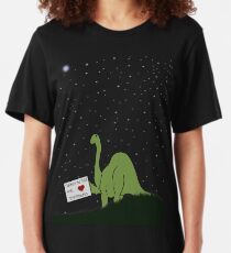 I believe in you, Pluto! Love, Brontosaurus Slim Fit T-Shirt