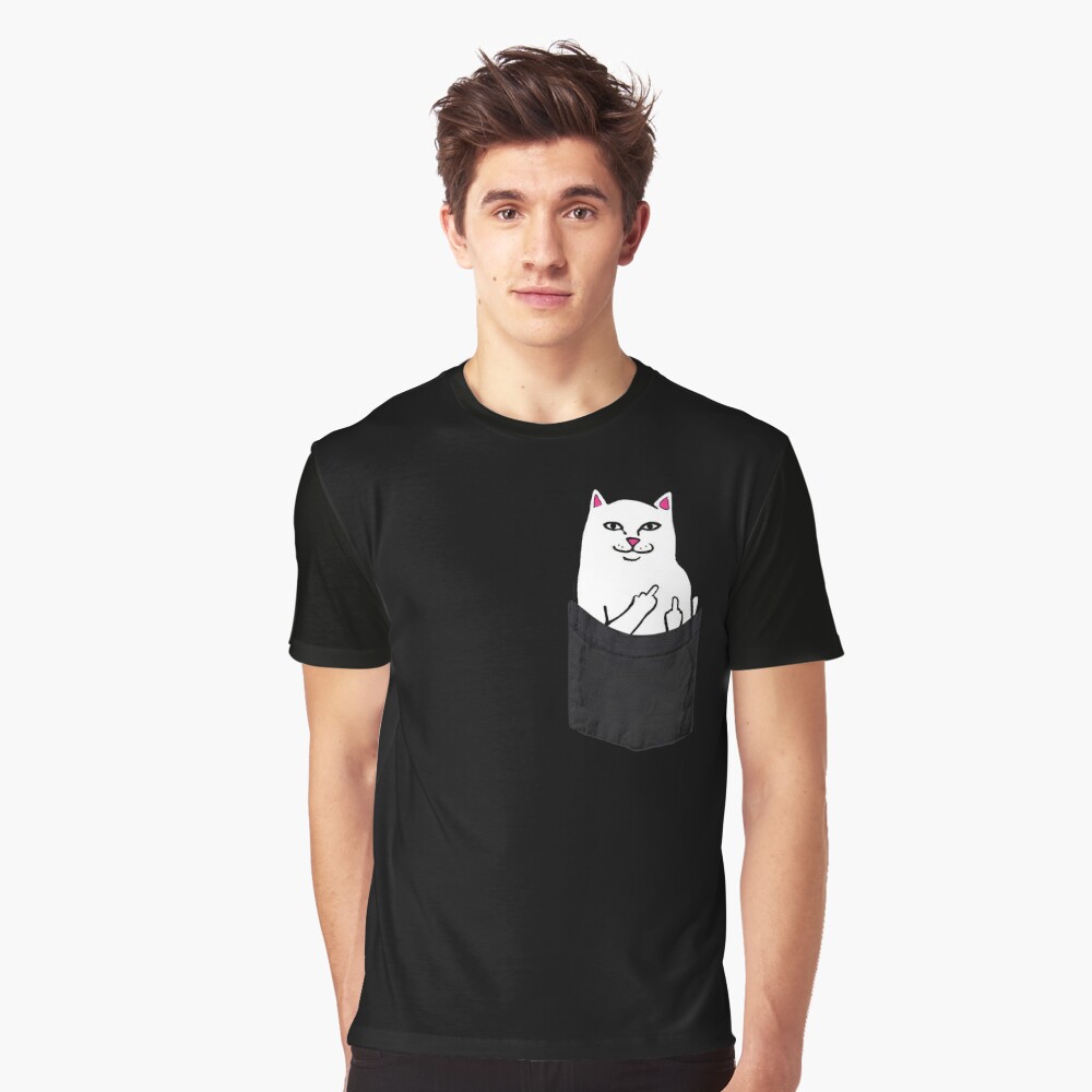 t shirt avec chat dans la poche