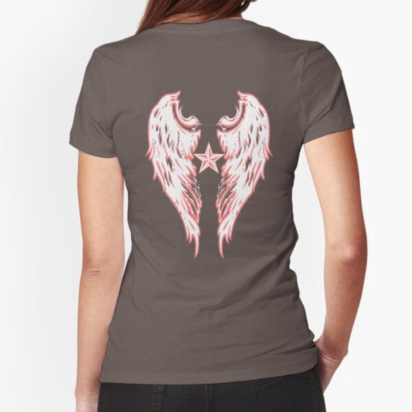 Angel Wings Wht Fitted T-Shirt