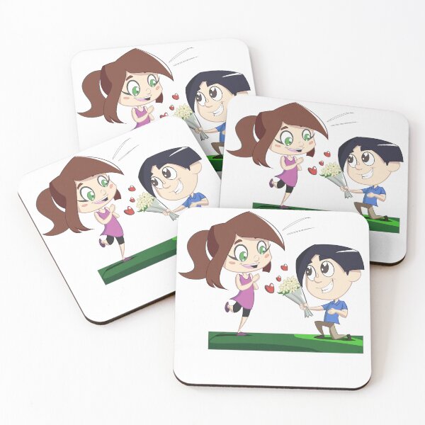 Item preview, vector element,cartoon characters,comic characters,comic,boy giving flowers to a girl,valentines day special,illustration designed and sold by Urban Binge.