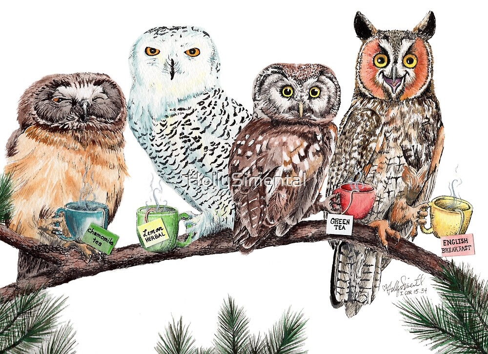 "Tea Owls " by HollySimental Redbubble