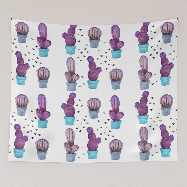 Item preview, Watercolor Purple Cacti designed and sold by oppositedge.