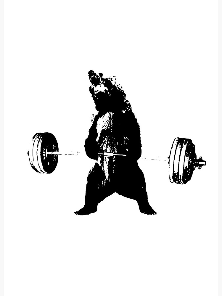 Thumbnail 2 of 2, Art Board Print, Deadlifting Bear designed and sold by mandarinolive.