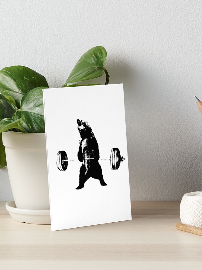 Thumbnail 1 of 2, Art Board Print, Deadlifting Bear designed and sold by mandarinolive.