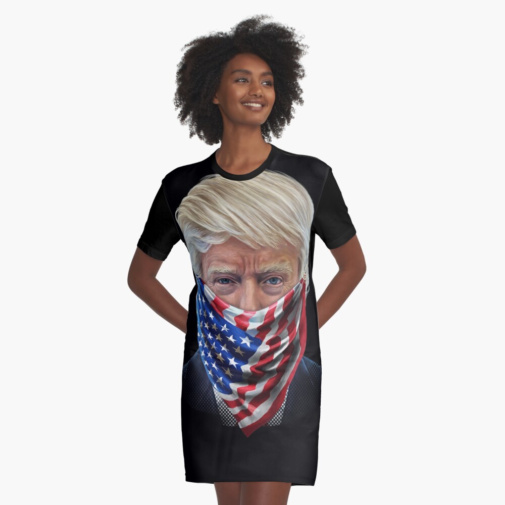 United States of America President Donald Trump in Flag of USA Bandana |  Graphic T-Shirt Dress