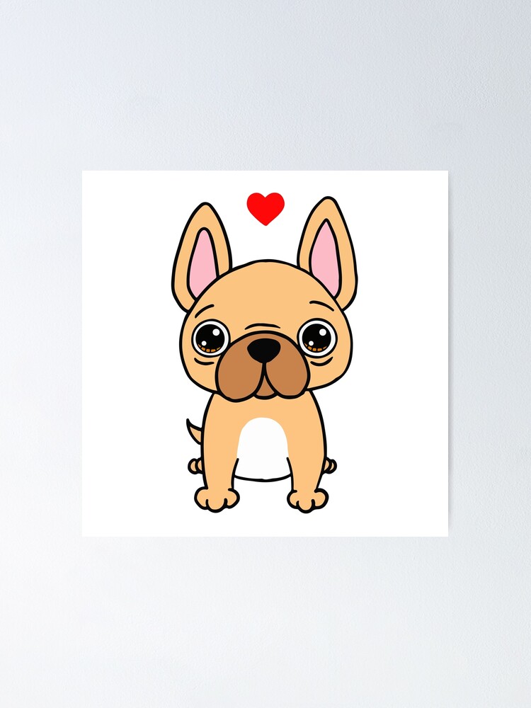 Nette Franzosische Bulldogge Hand Gezeichnete Baby Hundchen Illustration Poster Von Cutepix Redbubble