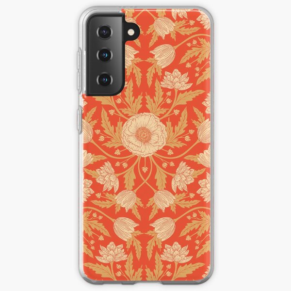 Orange, Cream and Tan Modern Floral Samsung Galaxy Soft Case