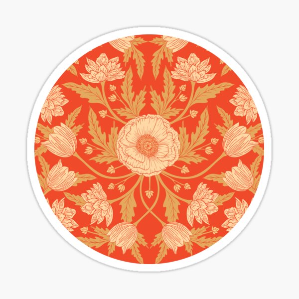Orange, Creme und Tan Modern Floral Sticker