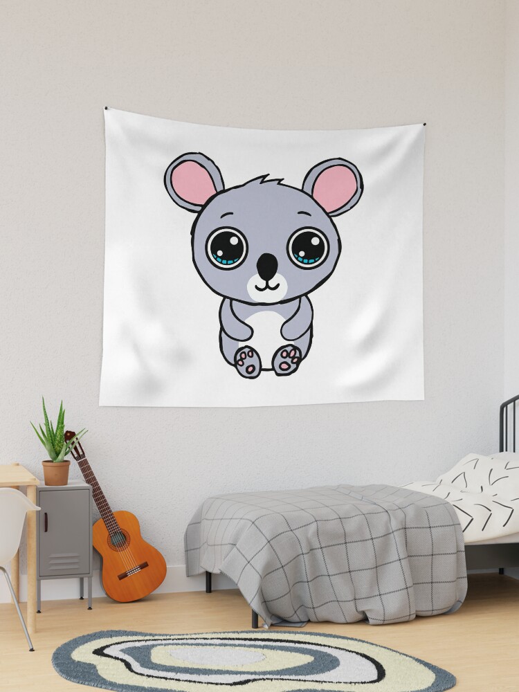 Cute Koala Kawaii Chibi Eating Leaf Hand Drawn Illustration | Poster