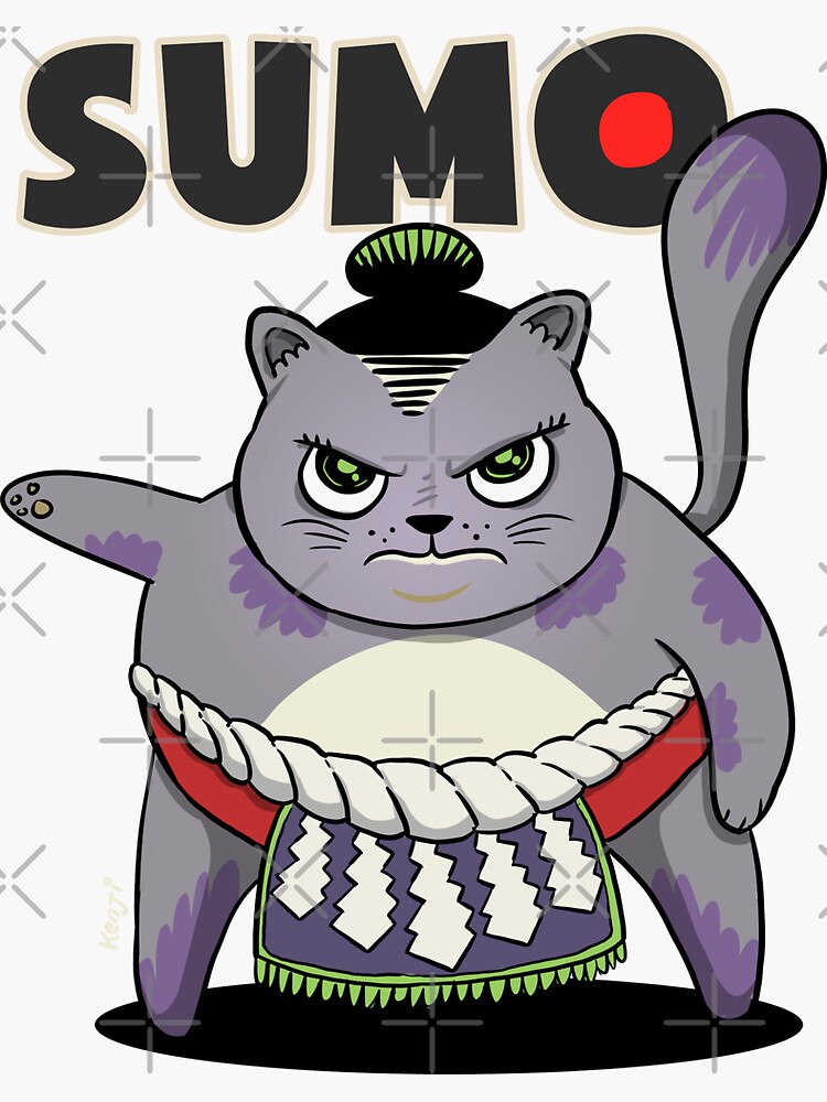 "Sumo Wrestler Cat Yokozuna ネコ Neko Gray" Sticker for Sale by rabbleboy