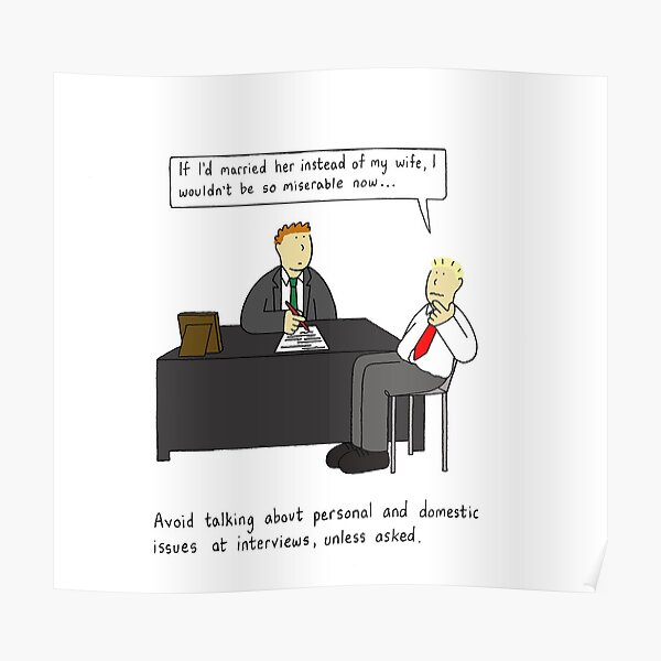 Job Interview Cartoon Humor Poster By Katetaylor Redbubble