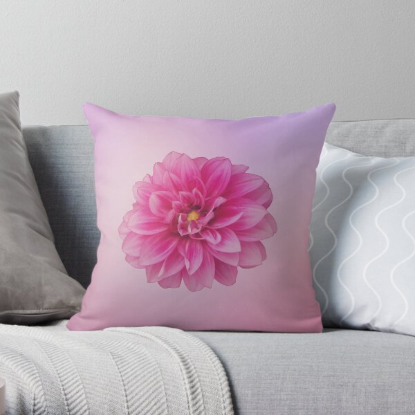 Dahlia Beauty On Pastel Pink Throw Pillow
