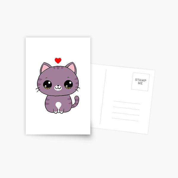 Cartão Postal Gato Kawaii Gato Japonês Leite De Morango