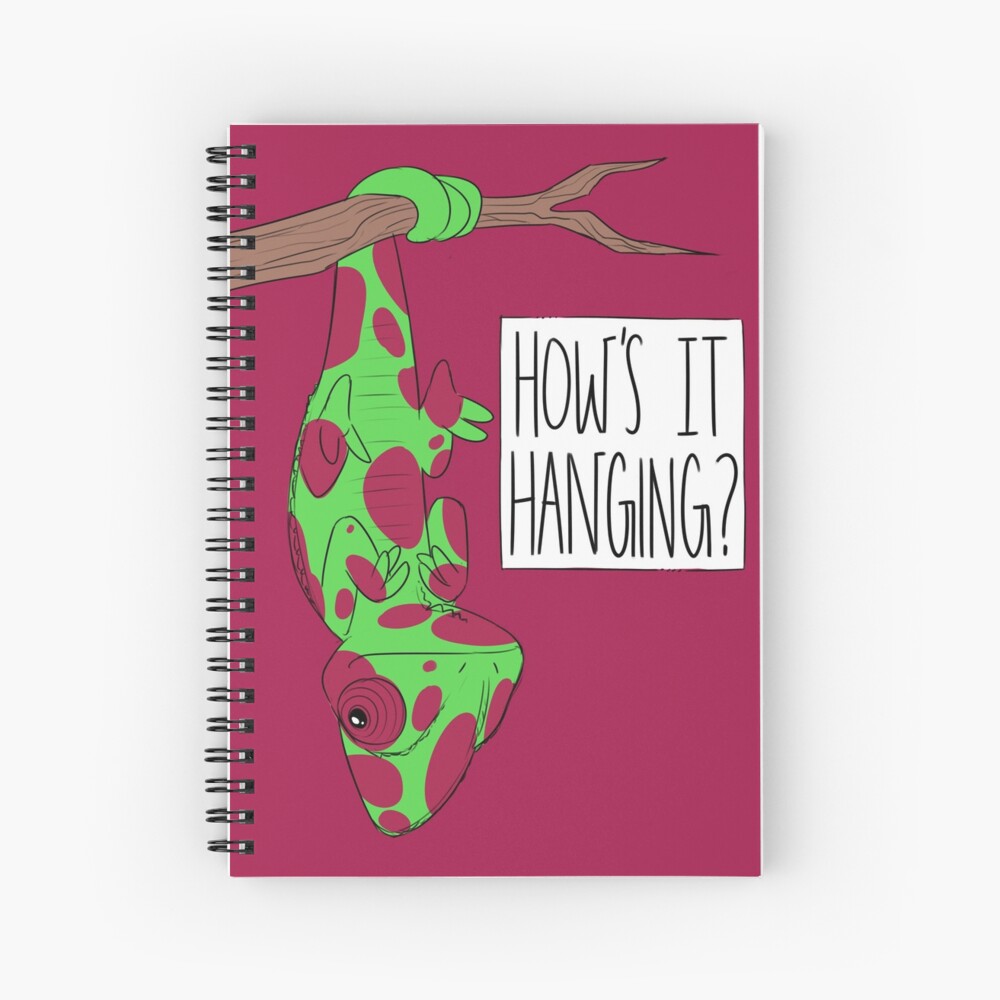 CUTE CHAMELEON - How's It Hanging (Red Spotted) Spiral Notebook