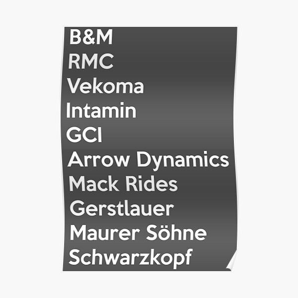 Rollercoaster Manufacturers Poster