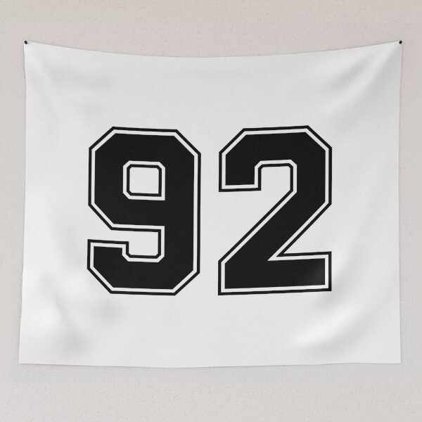 Item preview, 92 American Football Classic Vintage Sport Jersey Number in black number on white background for american football, baseball or basketball designed and sold by Marcin Adrian.