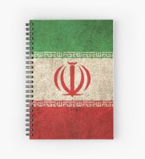 Alte und abgenutzte beunruhigte Weinlese-Flagge vom Iran Spiralblock