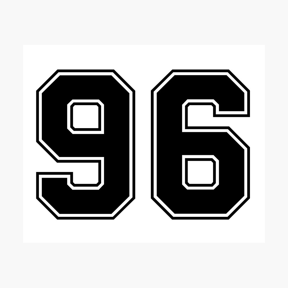 96 American Football Classic Vintage Sport Jersey Number in black number on  white background for american football, baseball or basketball | Metal