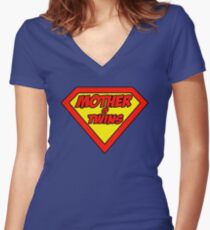Super mom Mother of Twins Women's Fitted V-Neck T-Shirt
