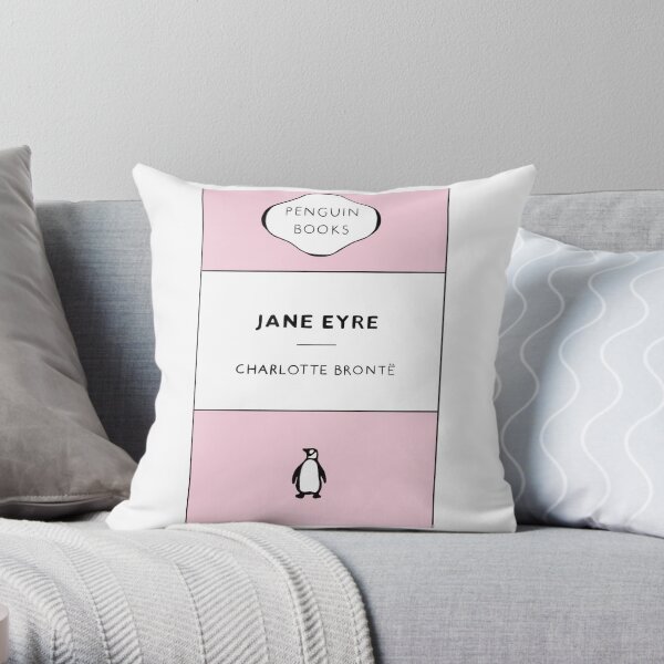 Jane Eyre Penguin Classics Book Cover drawing - pink Throw Pillow