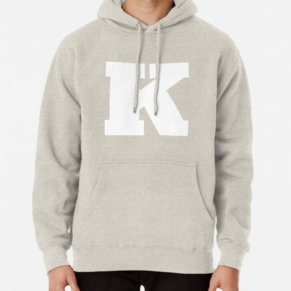 square color block letter pocket hoodie