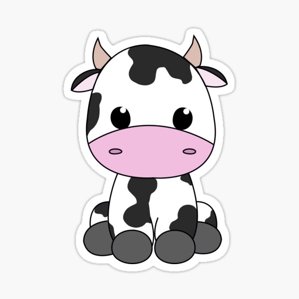 Cute Cow Cartoon Sticker.