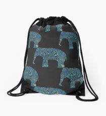 seamless pattern with the patterned elephants Drawstring Bag