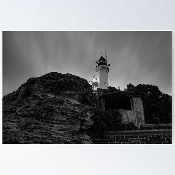 Item preview, Pre Dawn at Point Lonsdale Lighthouse in Black and White designed and sold by JasonGreen.